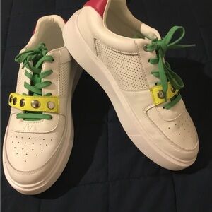 NWOT Rebecca Minkoff White Sneakers with Red and Green Accents